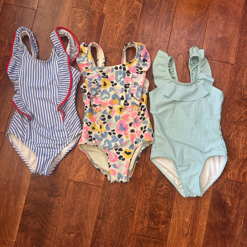 Cat & Jack Kids One Piece Swimsuit Set - Blue, Pink, Green